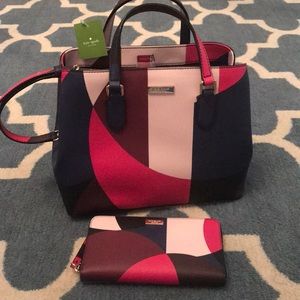 Kate Spade multicolor handbag nwt + wallet